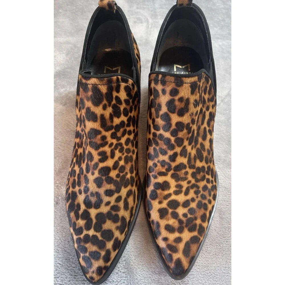 Marc Fisher NWOB womens calf hair leopard print slip on pointy ankle boot 8.5M